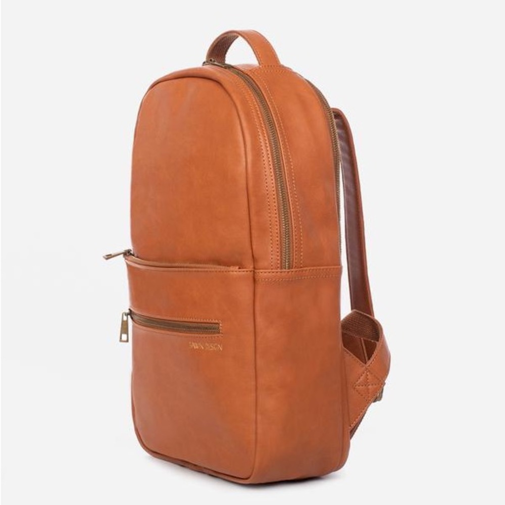 FAWN DESIGN The Pack Tan Matte Faux Leather Backpack Diaper Bag